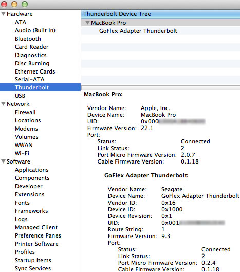 where to check thunderbolt firmware version