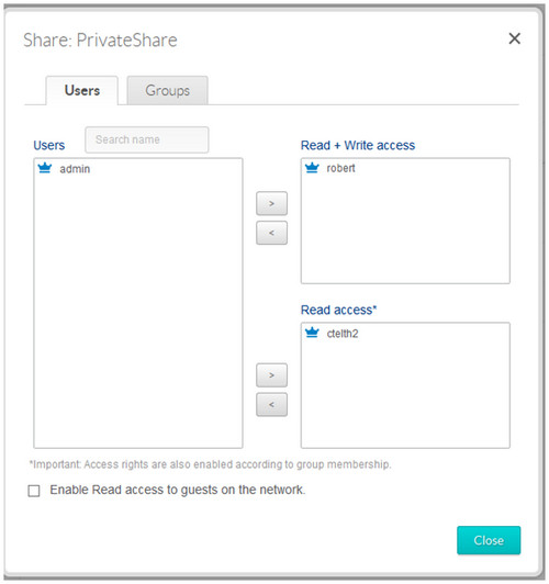 Private share permissions