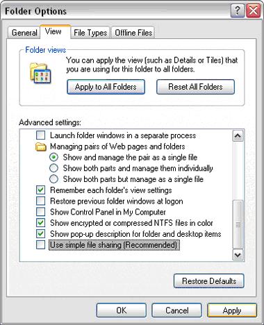 windows 7 xp sharing access denied